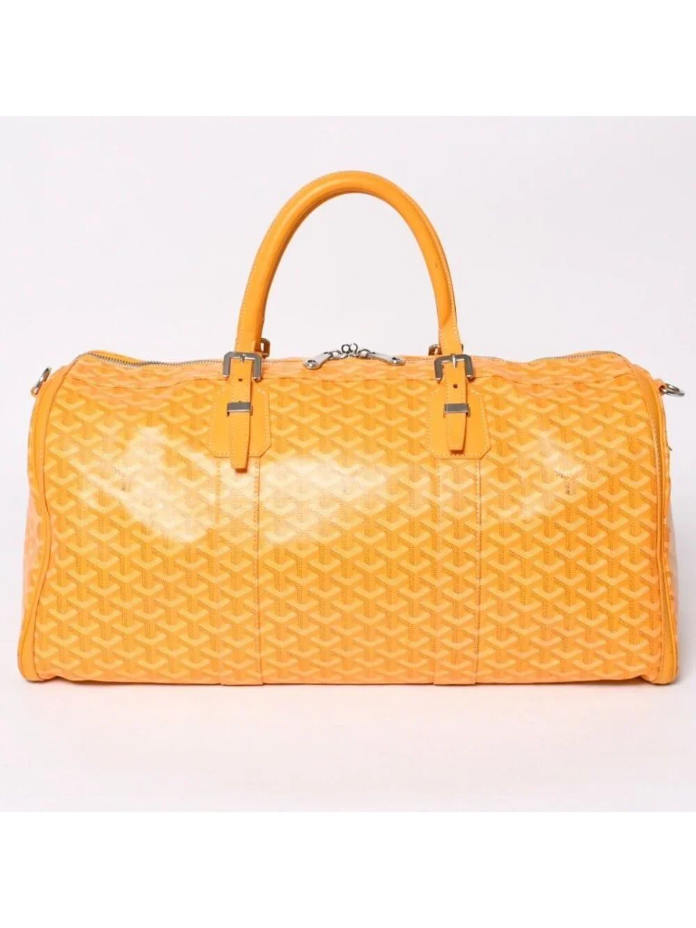 Goyard Boeing 65 Boston Bag Herringbone Canvas Yellow Silver Sneaker